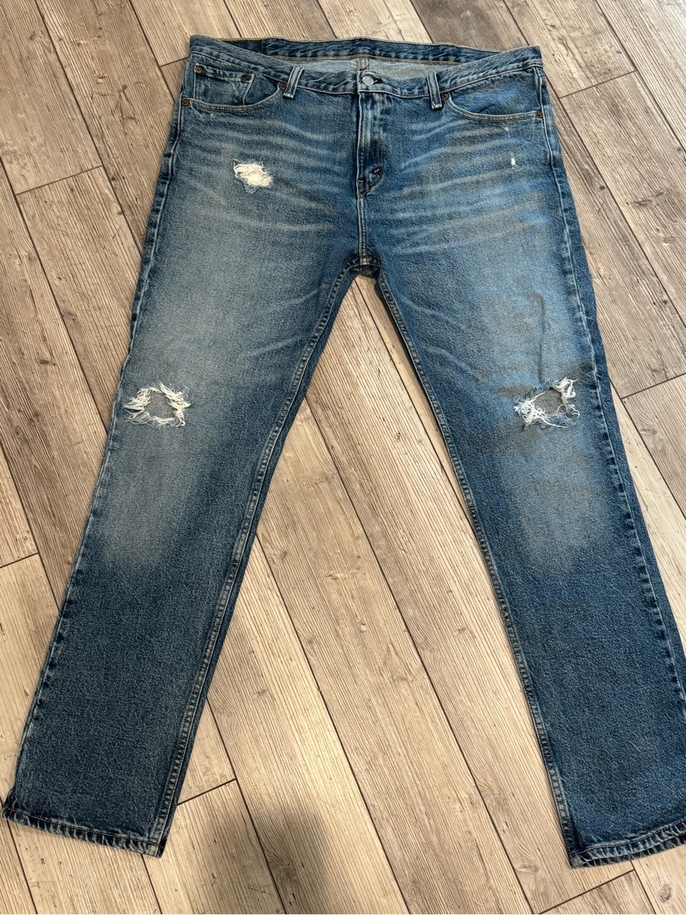 Levi's Slim Straight Distressed Blue Jeans